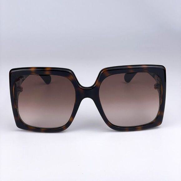 NEW Gucci Logo GG0876S 002 Havana Brown Gradient Rectangle Women Sunglasses - Picture 1 of 13